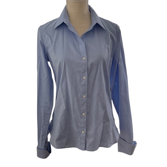 Ladies Taylor & Hunt 100% cotton blue chevron shirt - Picture 2 of 7